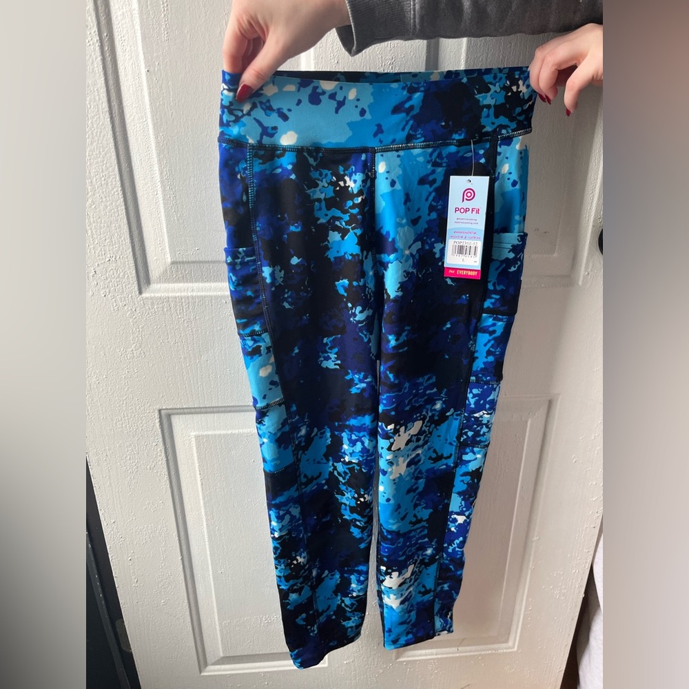 POP Fit Blue & Navy Camo Leggings
